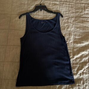 BASIC NAVY BLUE By LOFT Tank Top 100% Cotton Size XL